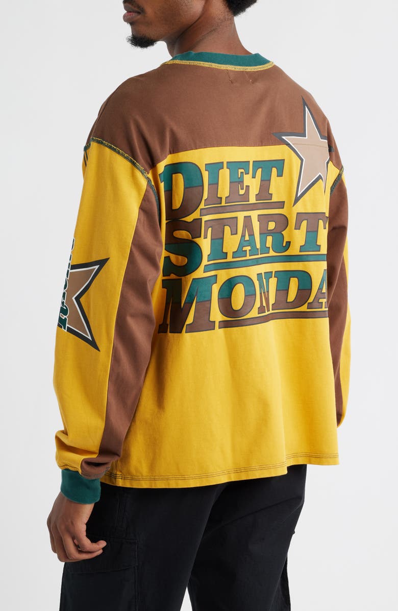 DIET STARTS MONDAY Supercross Long Sleeve Cotton Graphic T-Shirt, Alternate, color, Brown/Yellow
