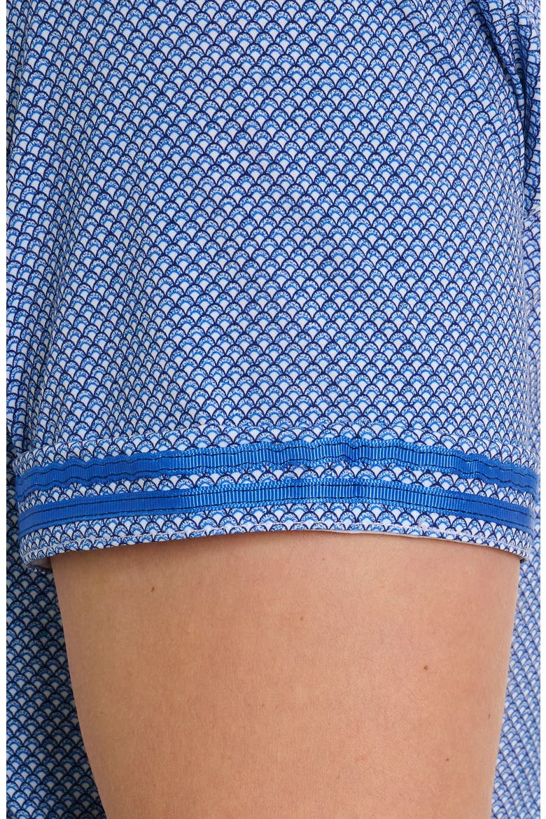 Shuler Deco Print Short Sleeve Stretch Cotton Button-Up Shirt, Alternate, color, BLUE