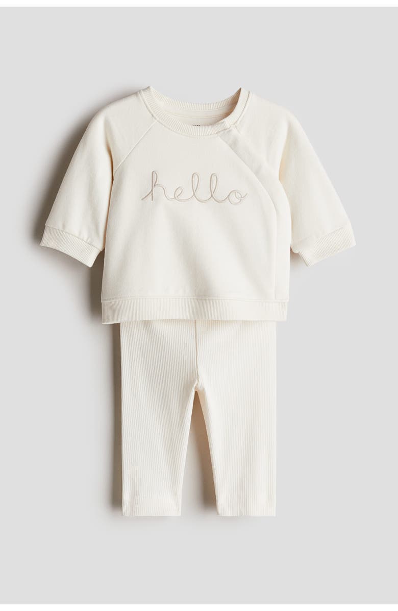 H&M 2-piece cotton set, Main, color, Cream/Hello
