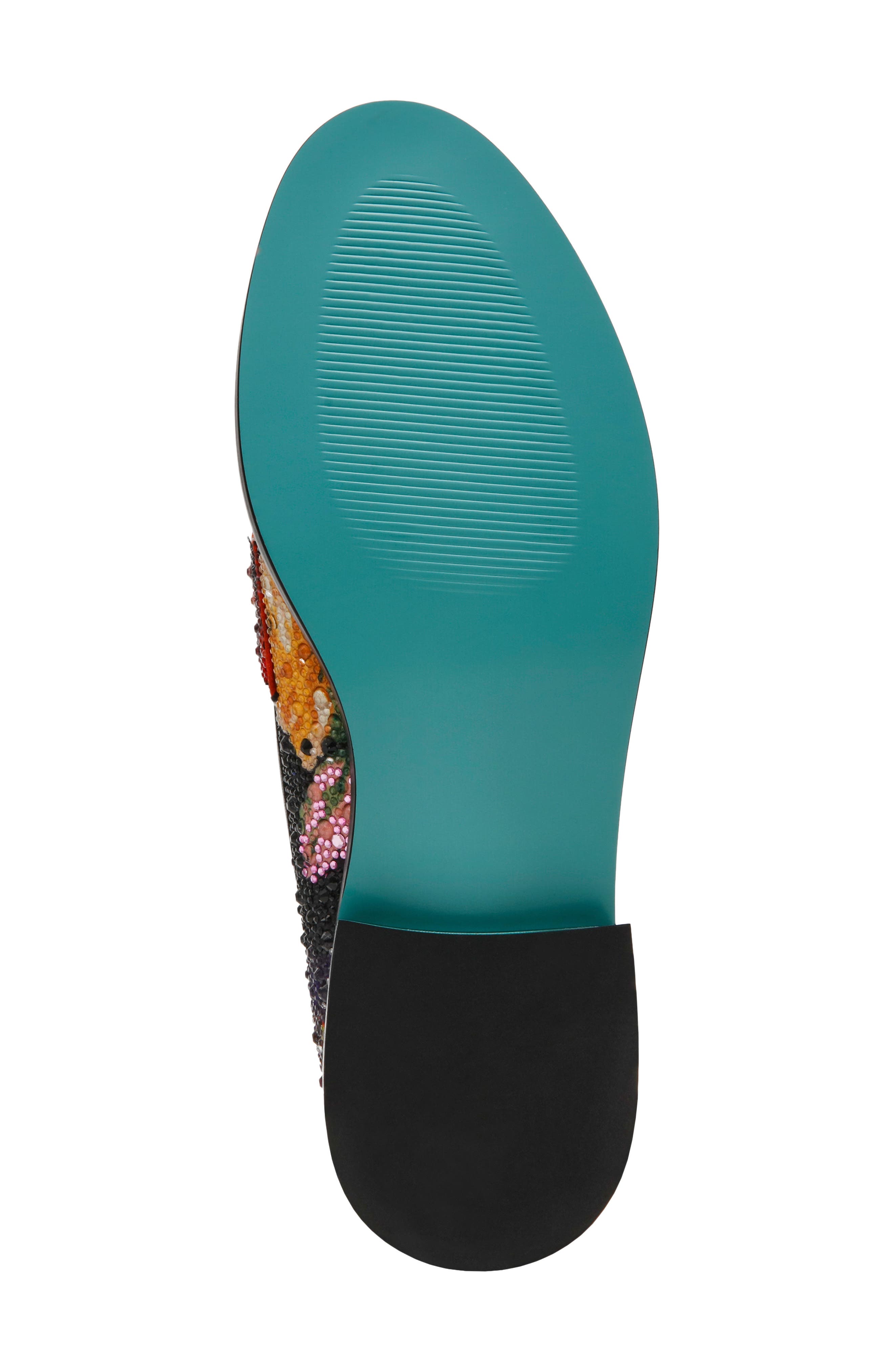 Betsey Johnson Canne Rhinestone Floral Penny Loafer, Alternate, color, Black Flower Multi