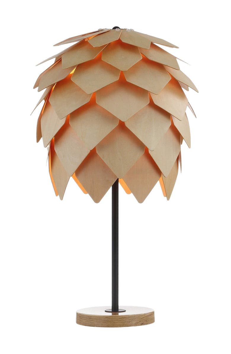 JONATHAN Y Simon 20.5" Pinecone Wood/Metal LED Table Lamp, Natural/Black, Main, color, Natural/Black