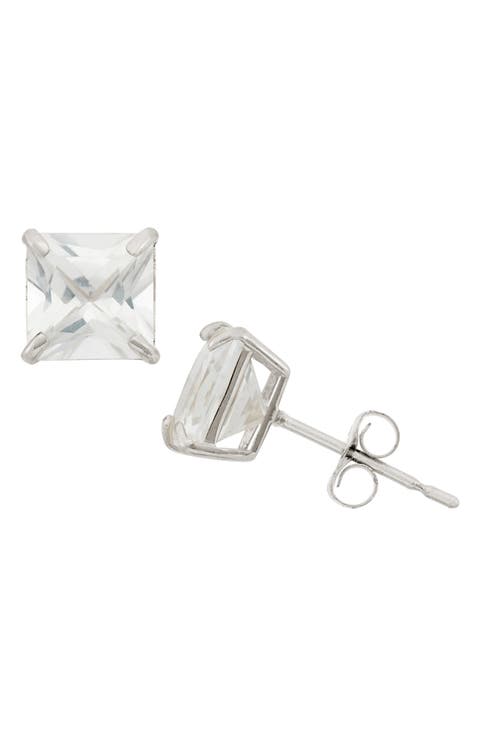 Princess Cut Stud Earrings