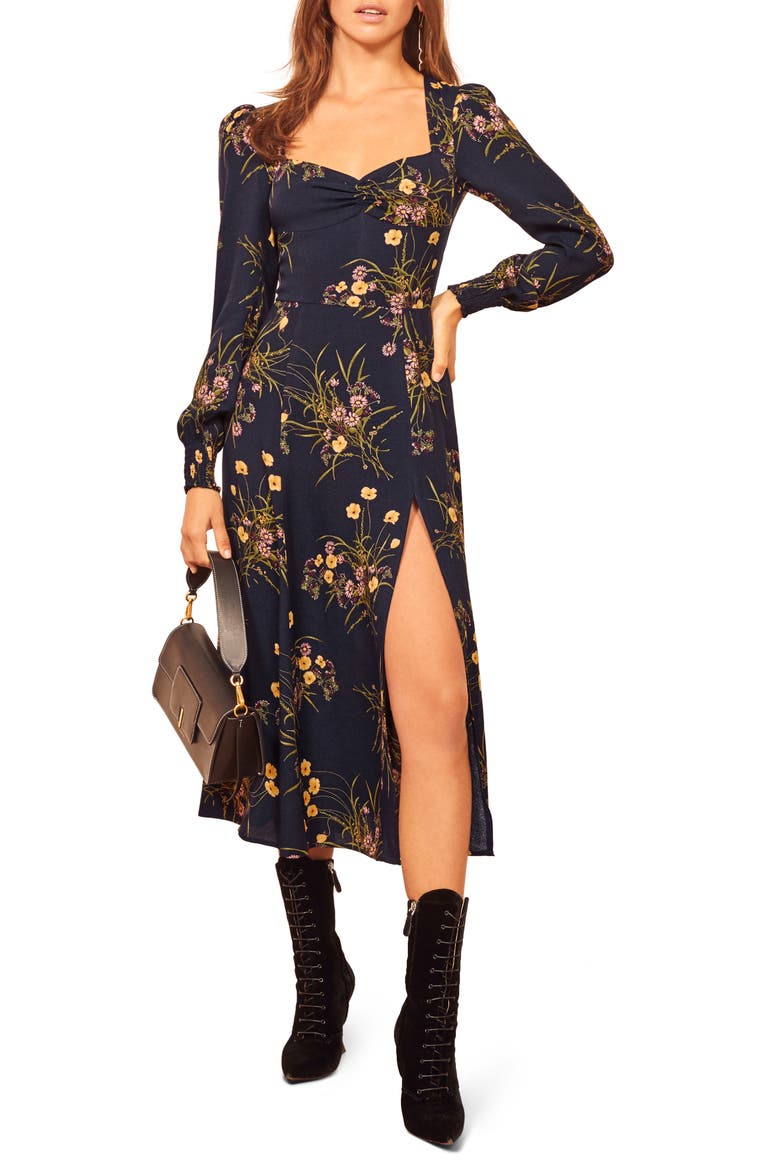 Wallflower Long Sleeve Midi Dress, Main, color, MADEMOISELLE