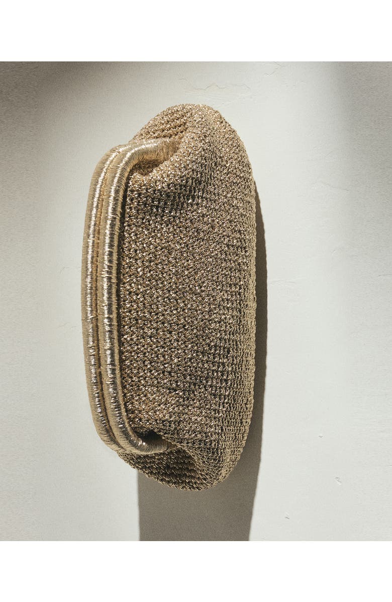 MANGO Metallic Frame Clutch, Alternate, color, Gold