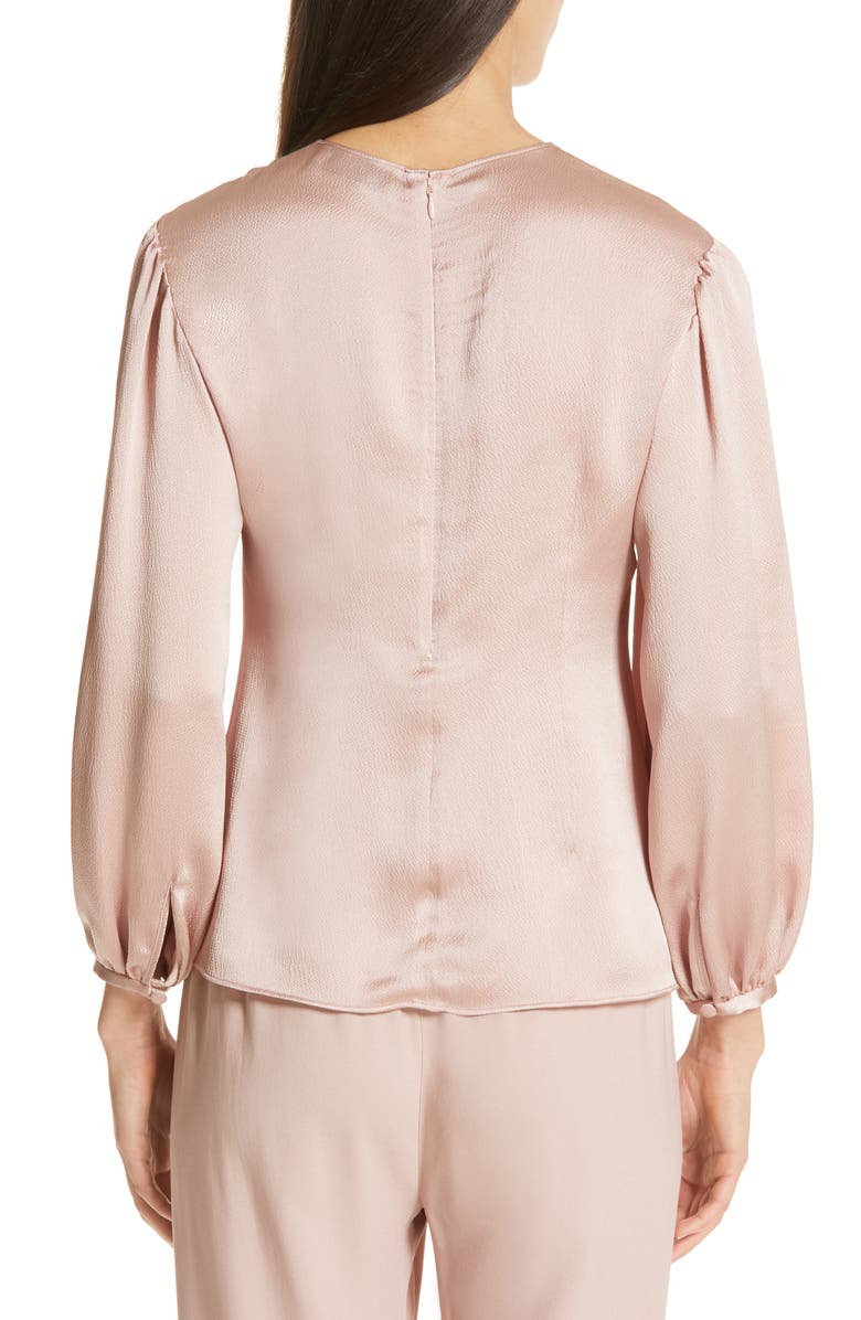 Mansur Gavriel Puff Sleeve Hammered Silk Blouse, Alternate, color,