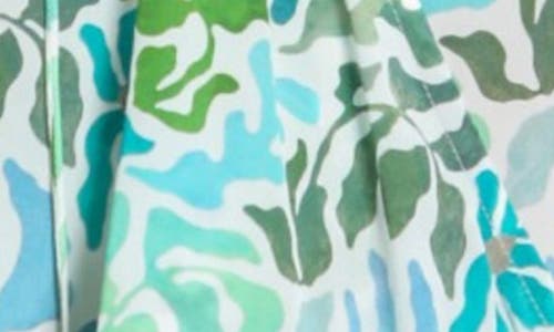 Apny Print Surplice Neck Top In Green Multi