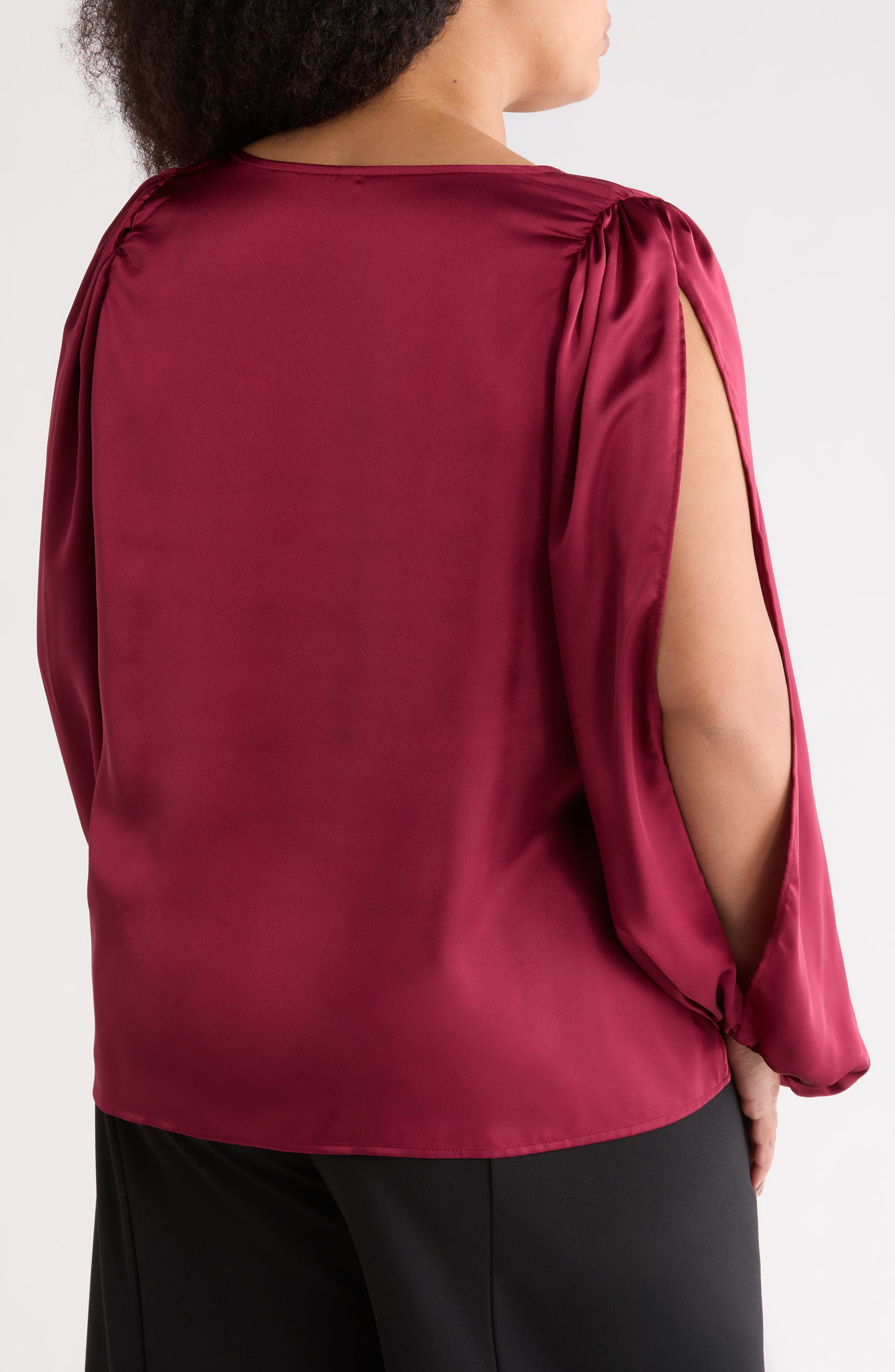 Cutout Long Sleeve Satin Top - image 2