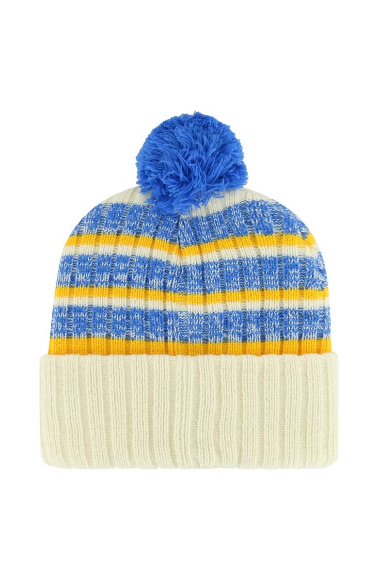 '47 Men's '47 Natural Los Angeles Chargers Tavern Cuffed Knit Hat with Pom, Alternate, color,