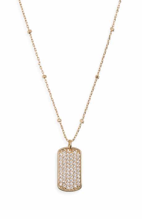 NORDSTROM RACK CZ Pavé ID Tag Pendant Necklace