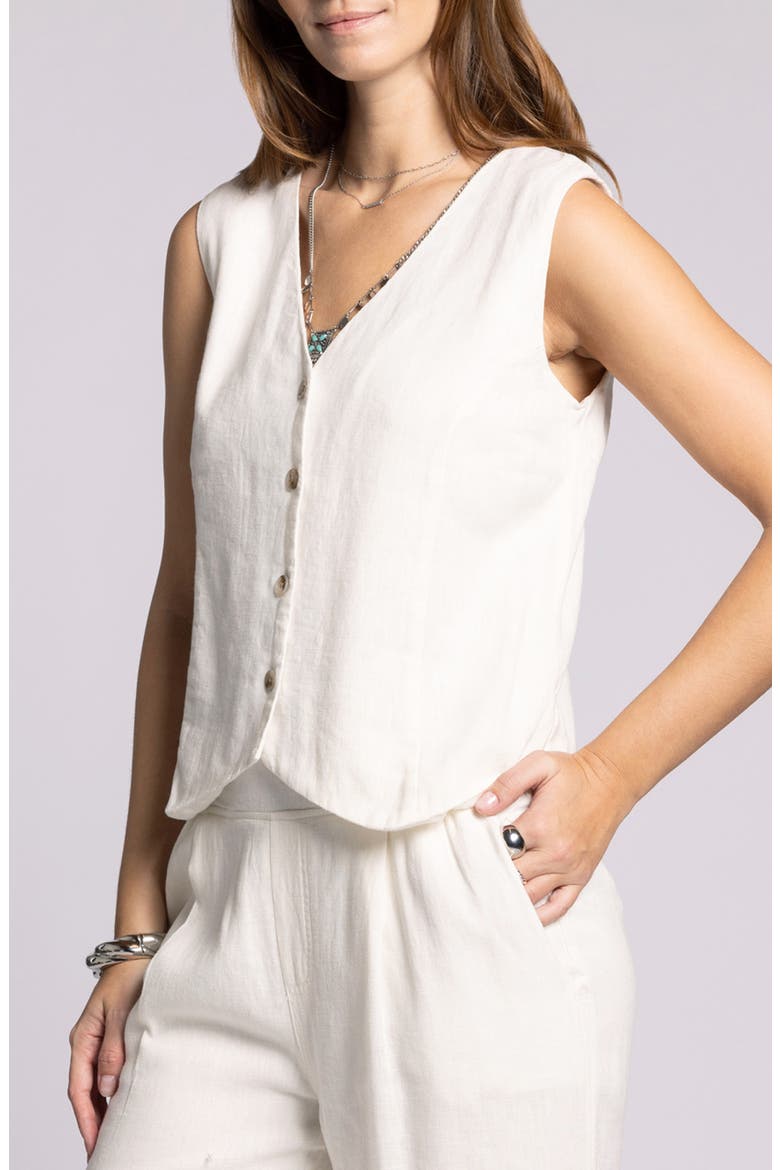 Anastasia Linen Blend Vest, Alternate, color, WHITE