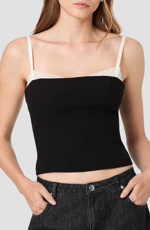 Azra Twill Lace Peekaboo Fitted Top