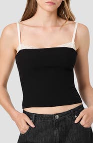 French Connection Azra Twill Lace Peekaboo Fitted Top