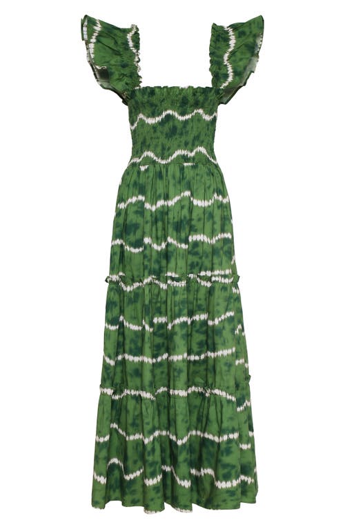 The Lulo Project Sunset Print Smocked Stretch Cotton Maxi Dress