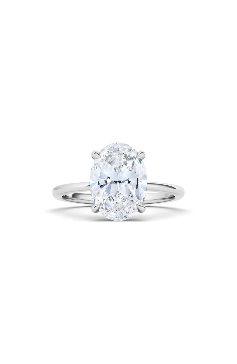 Everyday By HauteCarat 18K White Gold Oval Cut Lab Created Diamond Engagement Ring - 2.0 ctw, Main, color, 