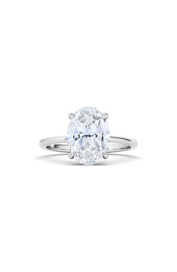 Hautecarat 18k White Gold Oval Cut Lab Created Diamond Ring In 18k White Gold