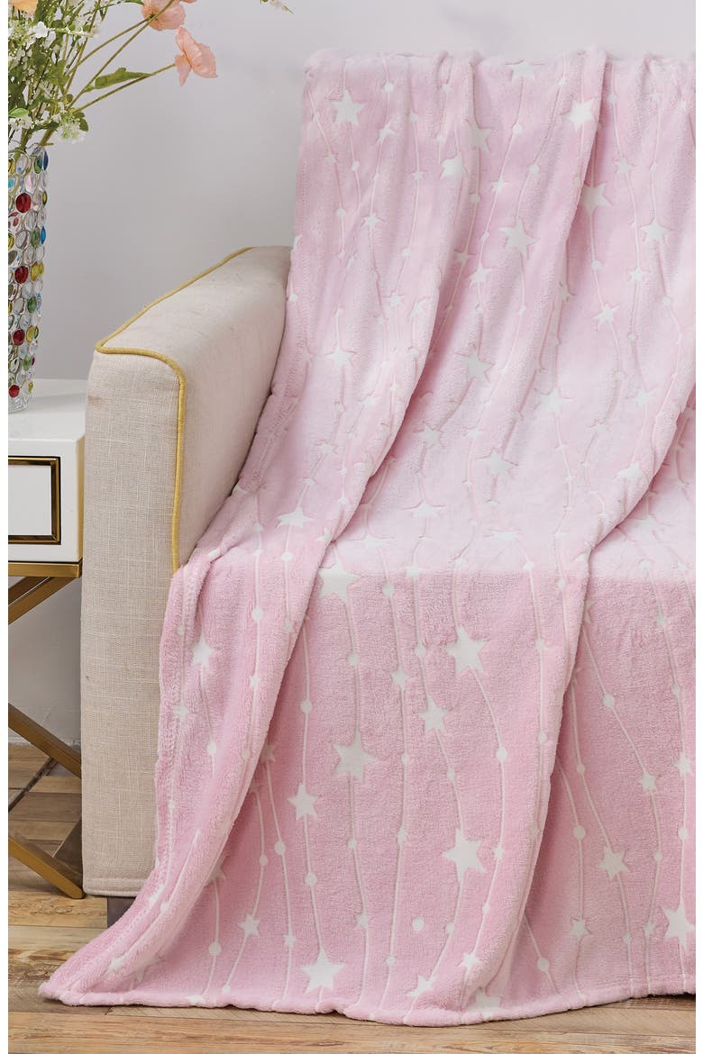Glow in the Dark Starlight Throw Blanket, Main, color, PINK/MULTI