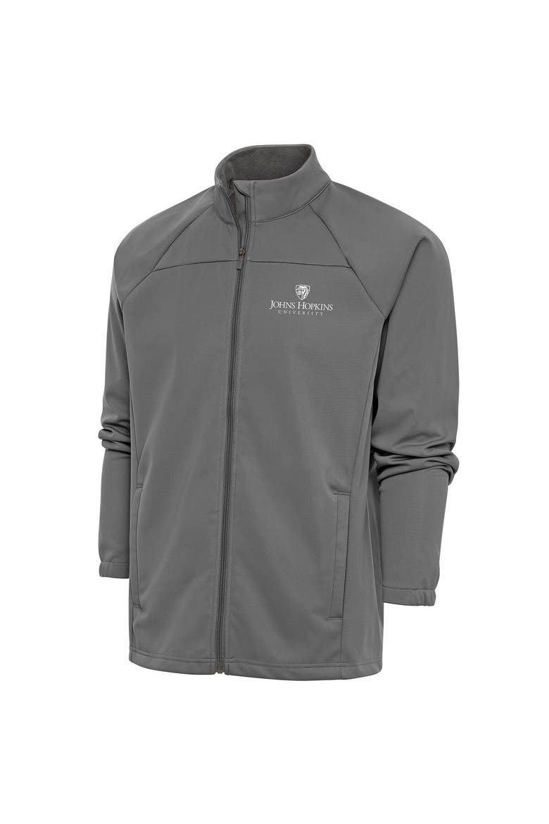 Men's Antigua  Steel Johns Hopkins Blue Jays Links Full-Zip Golf Jacket, Main, color, Steel
