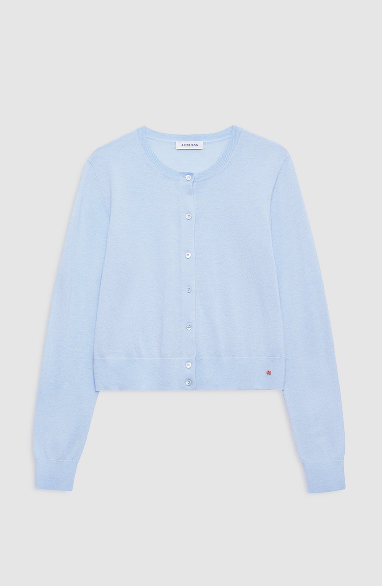 ANINE BING Moni Crop Cardigan, Alternate, color, Pale Blue