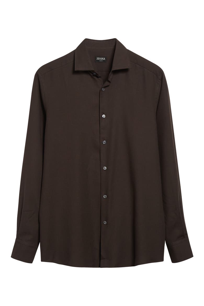 Cashco Cotton & Cashmere Button-Up Shirt, Alternate, color, DARK BROWN
