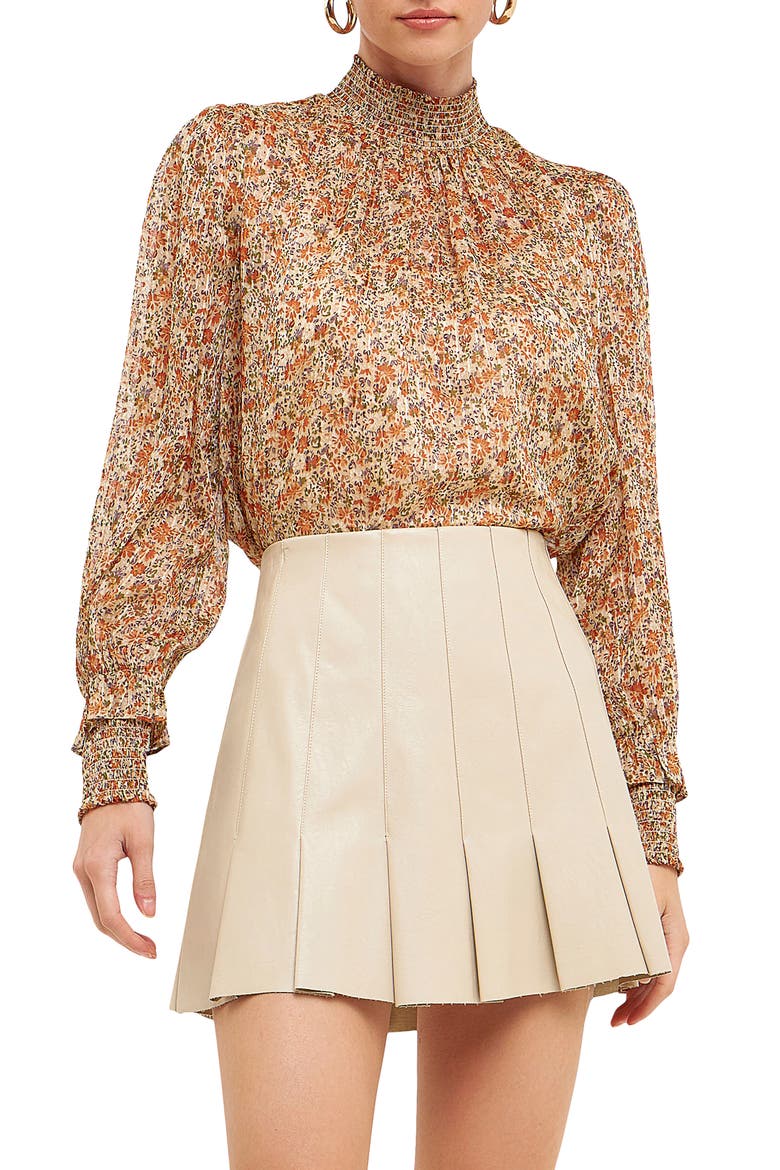 Floral Stripe Long Sleeve Chiffon Blouse, Alternate, color, IVORY MULTI