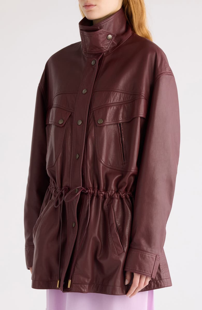 Chloé Classic Plongé Leather Parka, Alternate, color, Dusky Brown