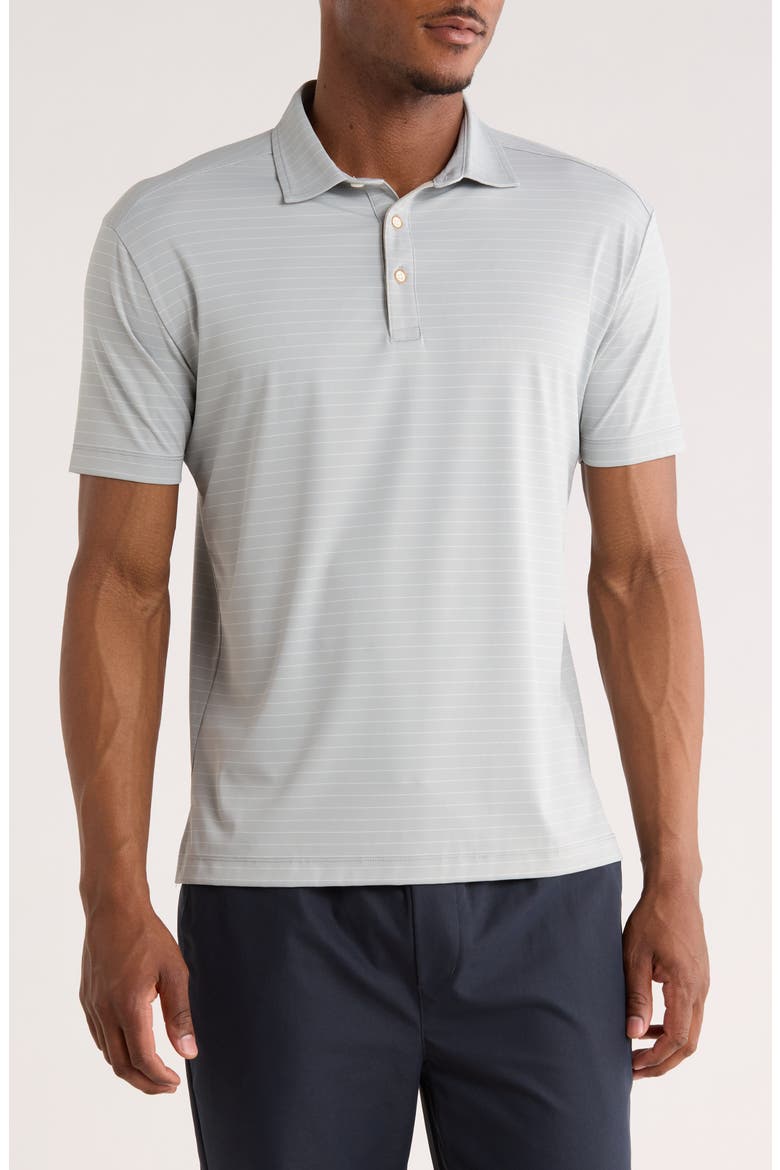 Nublend Stripe Hybrid Piqué Polo, Main, color, SILVER GREY
