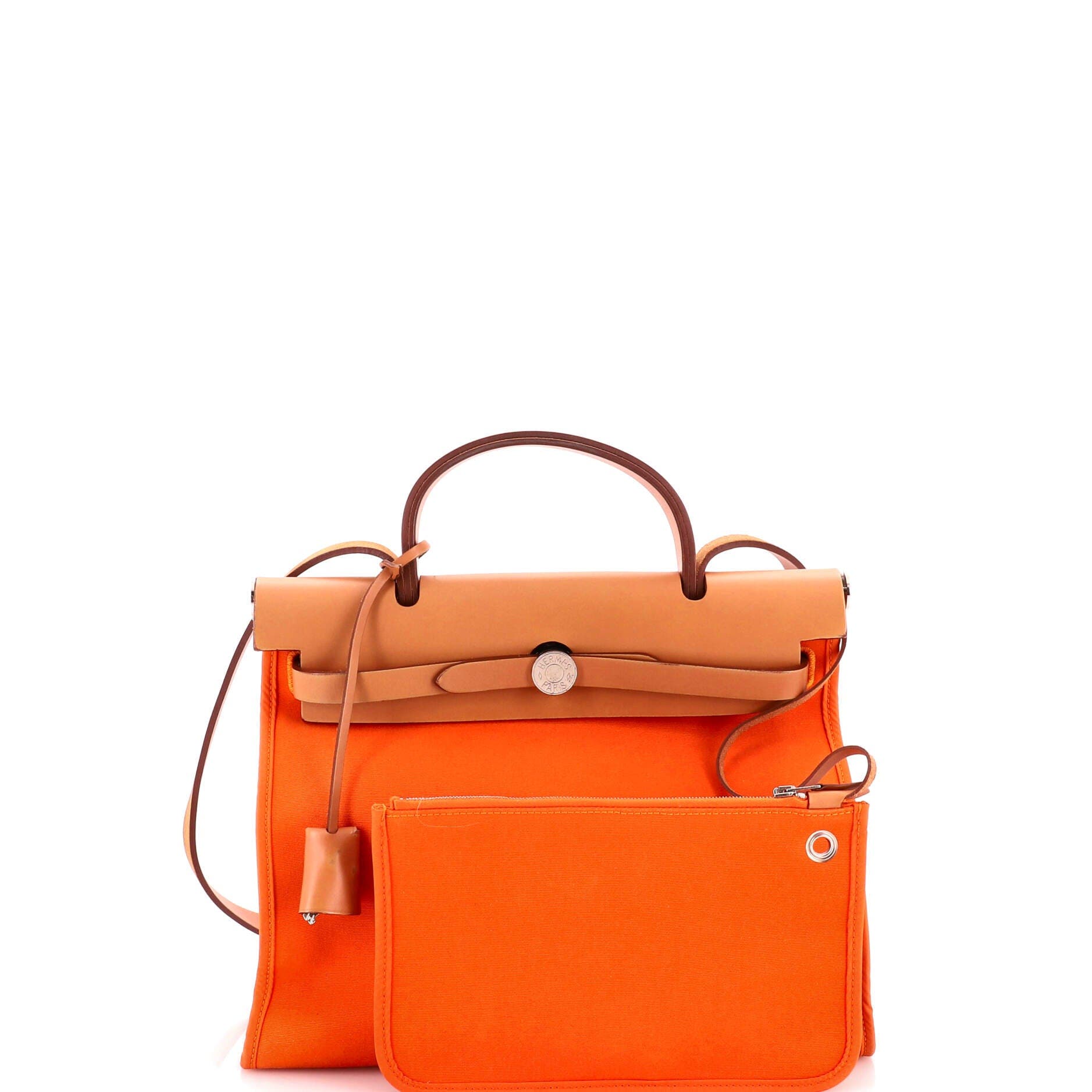Herbag Zip Leather and Toile 31, Alternate, color, Orange
