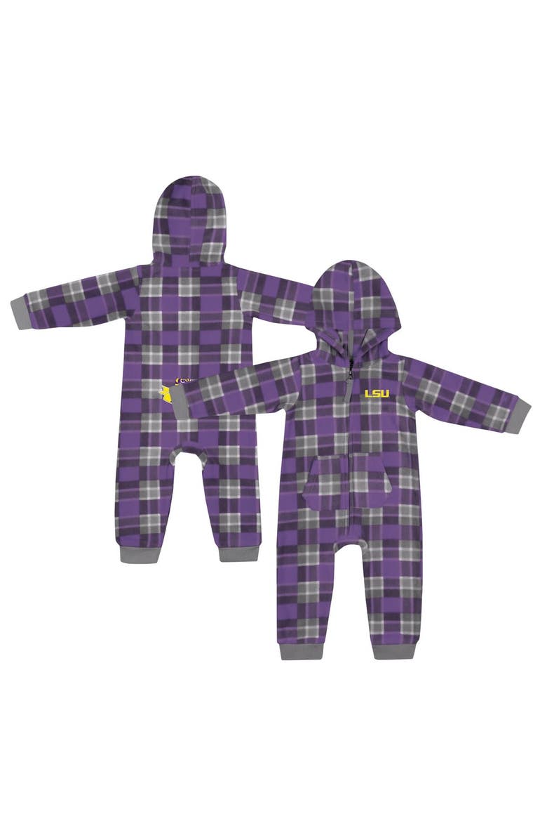 COLOSSEUM Infant Colosseum Purple LSU Tigers Full-Zip Plaid Hoodie Long Sleeve Jumper, Main, color, Purple