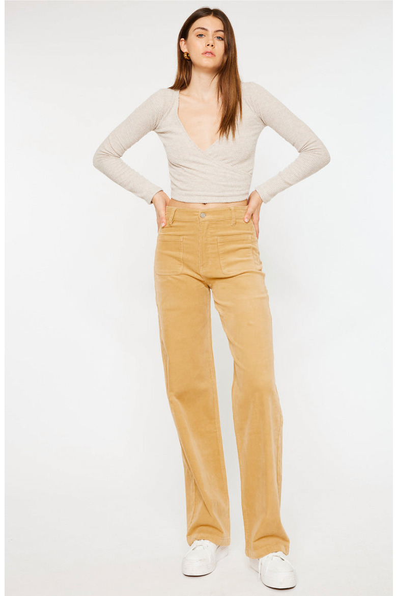 Saturn Ultra High Rise Wide Leg Corduroy Pants, Alternate, color, Mustard