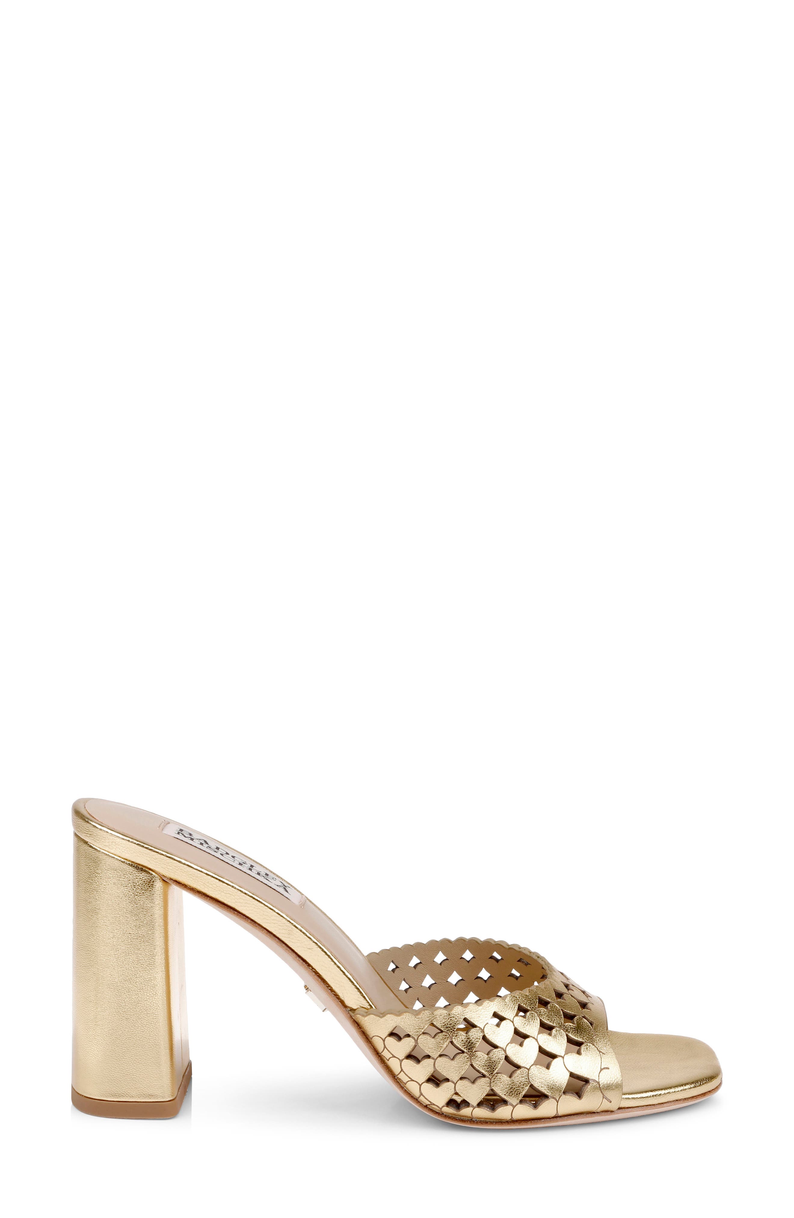 Omni Laser-Cut Heart Sandal, Alternate, color, GOLD METALLIC