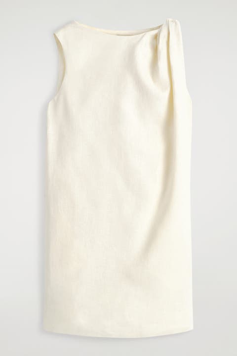 Twist-Detail Linen Mini Dress