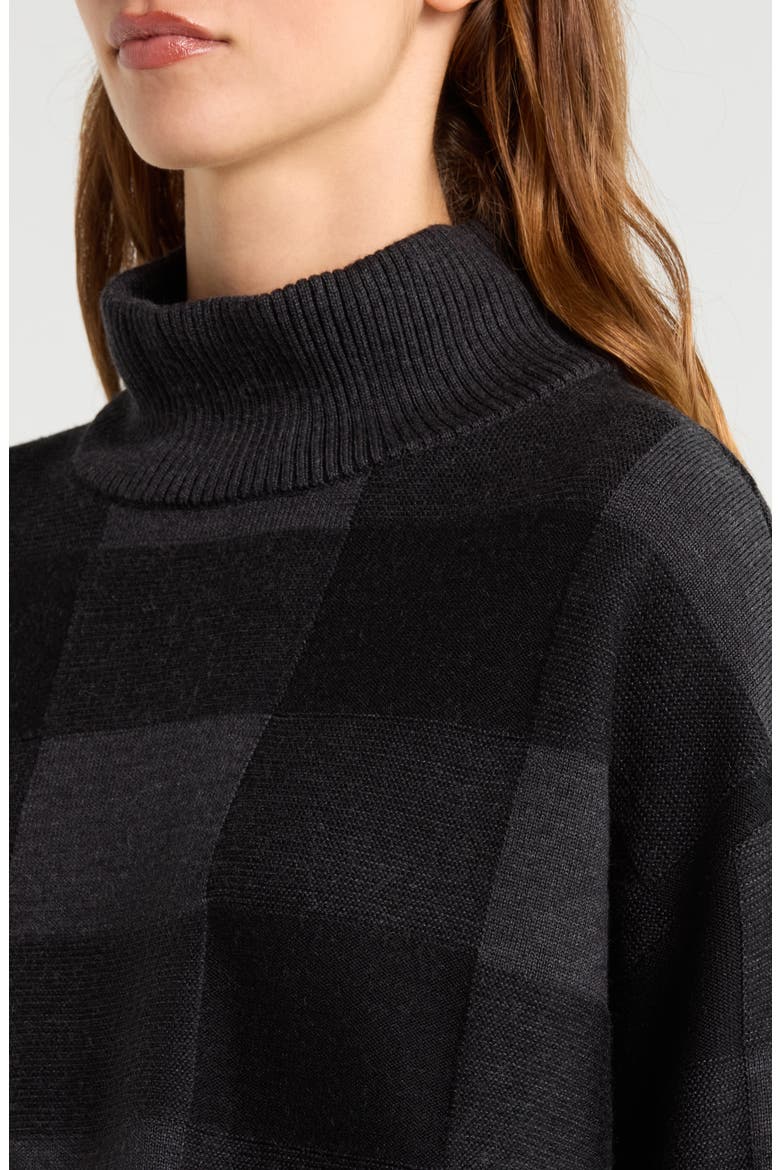 Stripe Wool Turtleneck Sweater, Alternate, color, BLACK/ CHARCOAL