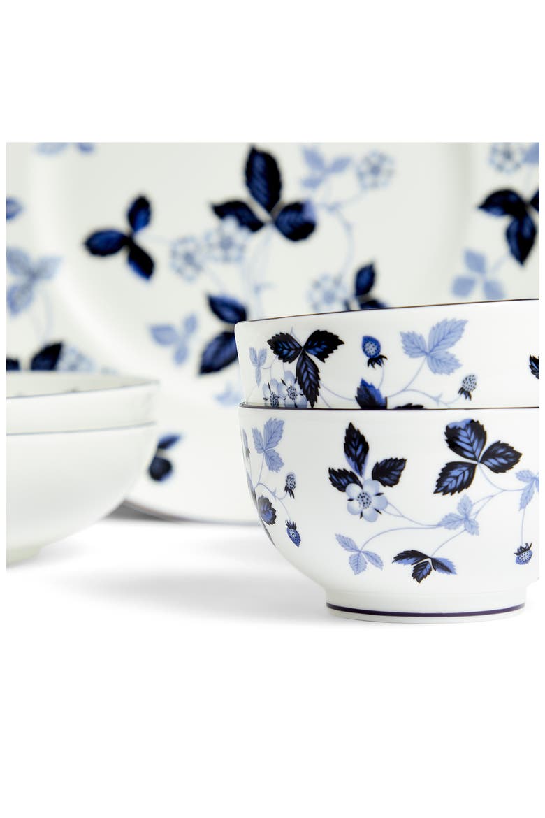 Wild Strawberry 8-Piece Bone China Dinnerware Set, Alternate, color, BLUE