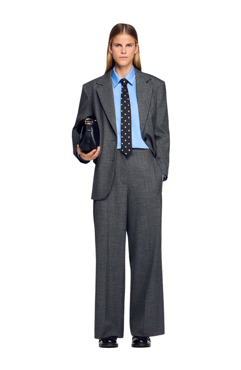 SANDRO Straight and wide trousers, Alternate, color, Light Grey