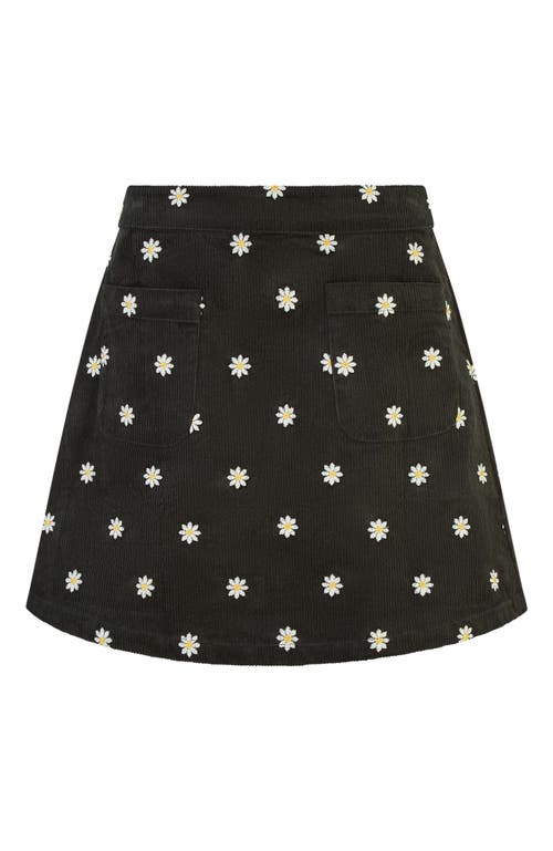 Yumi Corduroy Daisy Mini Skirt In Black