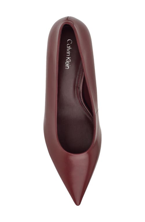 Calvin Klein Voneta Pointed Toe Kitten Heel Pump In Burgundy