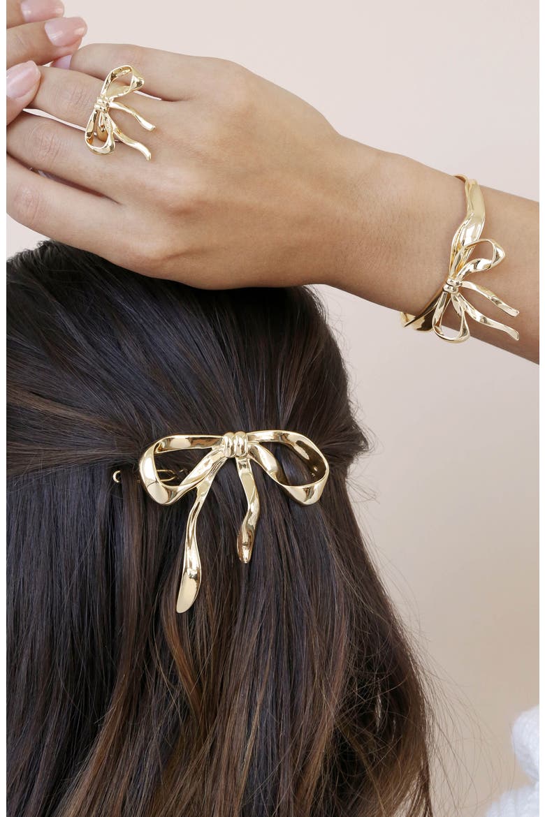 Bow Organica Barrette, Alternate, color, GOLD