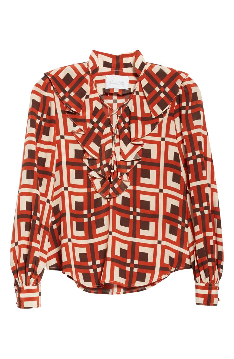 Johanna Ortiz Lace-Up Crêpe de Chine Blouse, Alternate, color, 