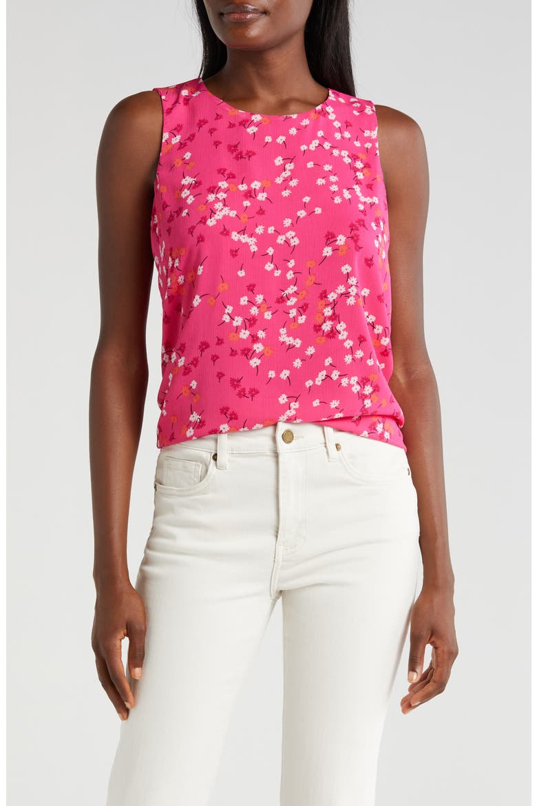 Floral Sleeveless Top, Main, color, BRIGHT ROSE