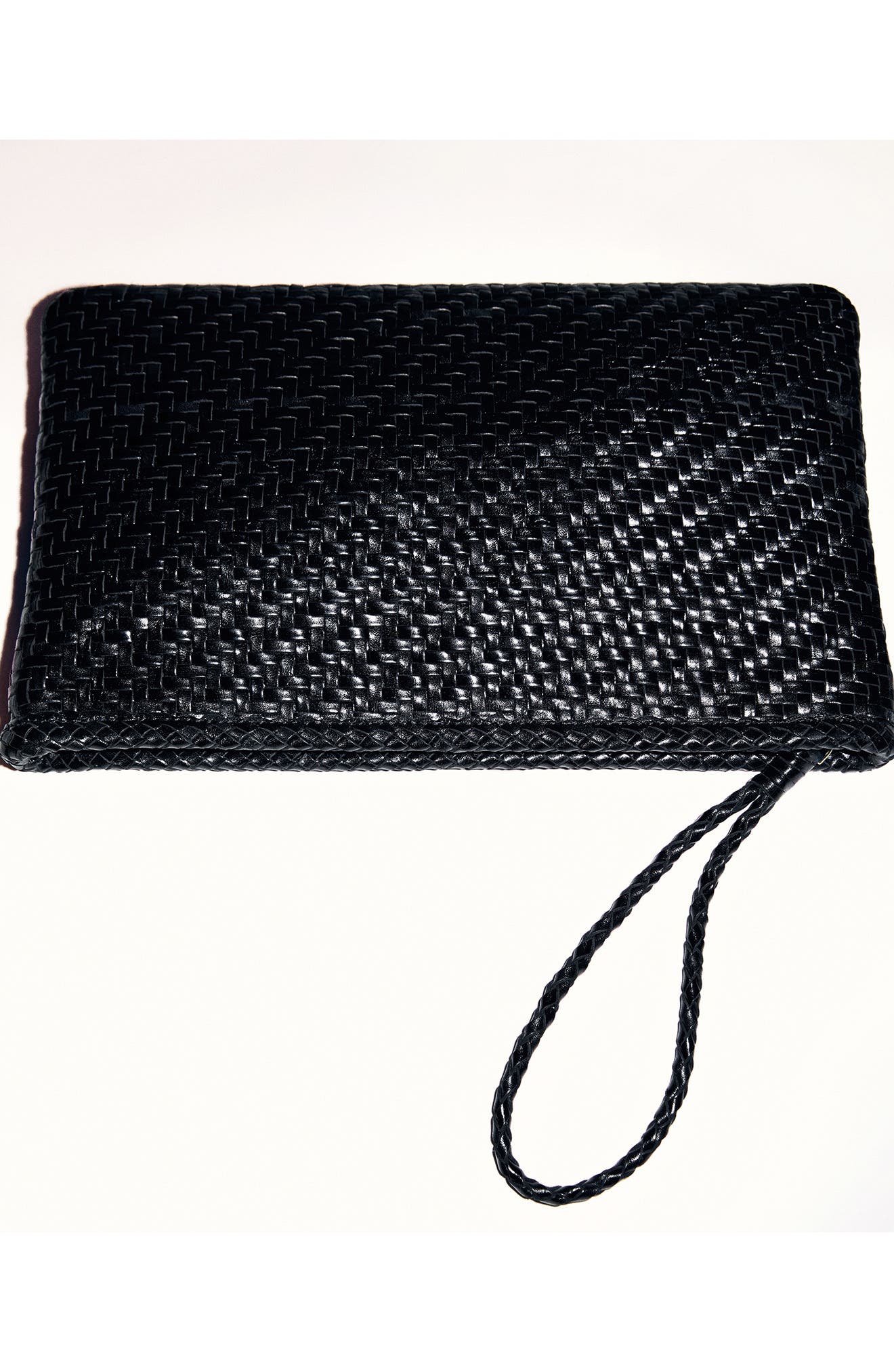 MANGO Braided Leather Clutch, Alternate, color, 
