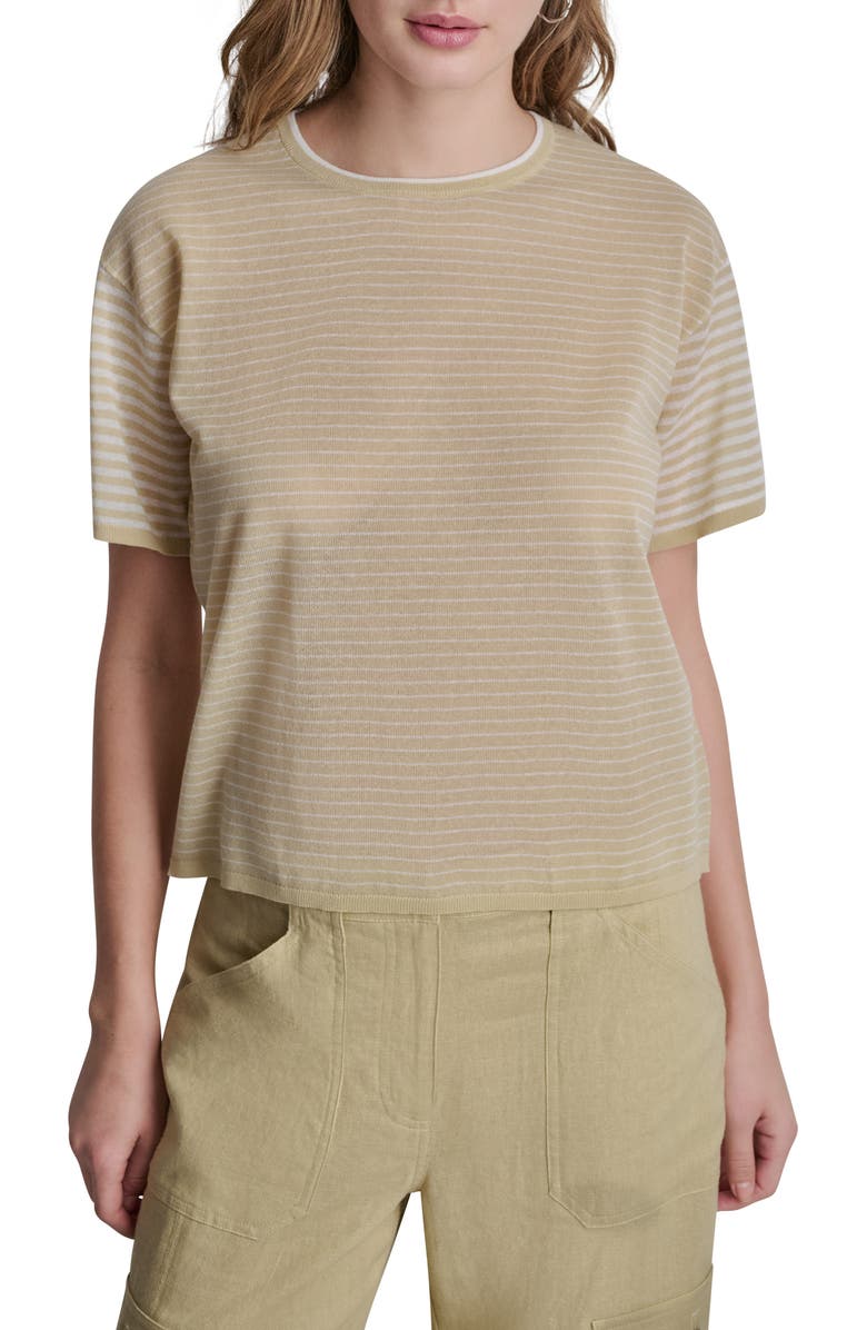 DKNY Stripe Short Sleeve Sweater, Main, color,