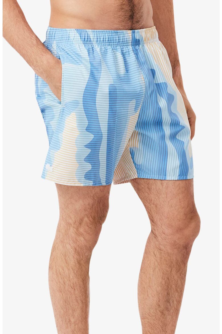 Print Swim Trunks, Alternate, color, WHITE/ MILLET