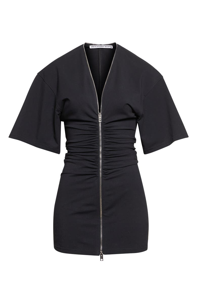 Alexander Wang Ruched Zip Knit Minidress, Alternate, color, Black