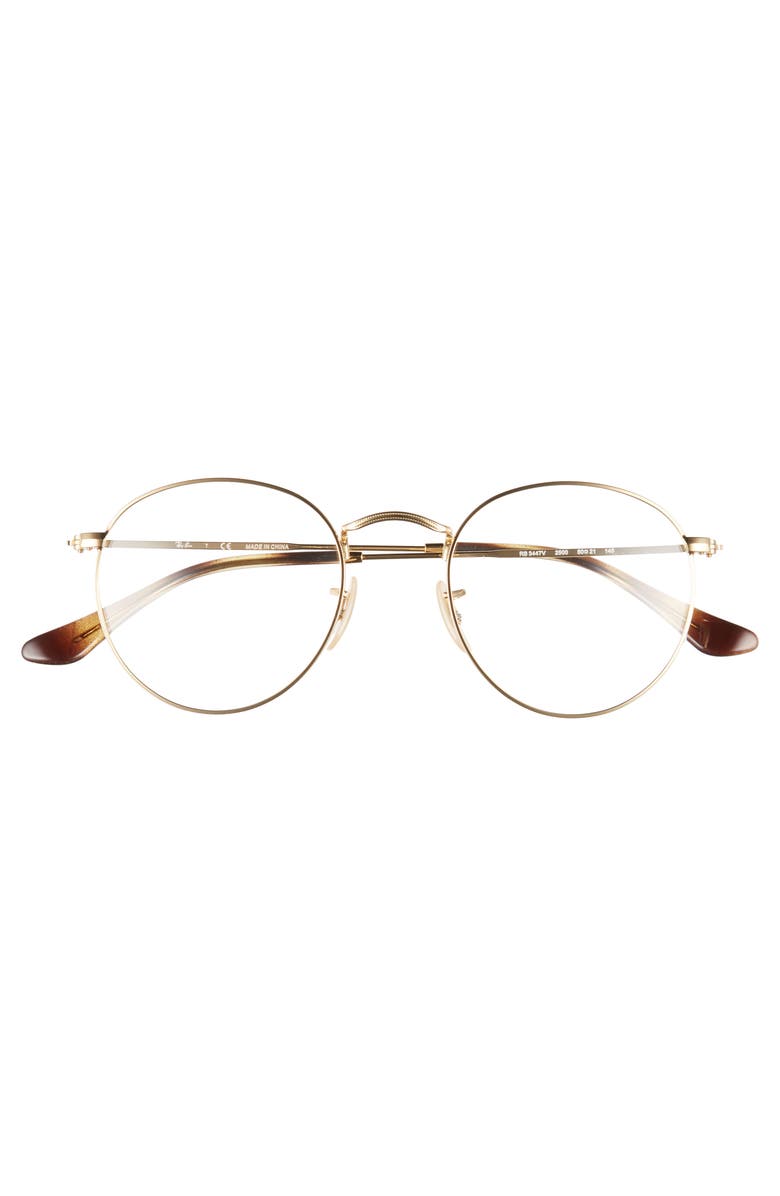 Ray-Ban 50mm Round Optical Glasses, Alternate, color, Gold