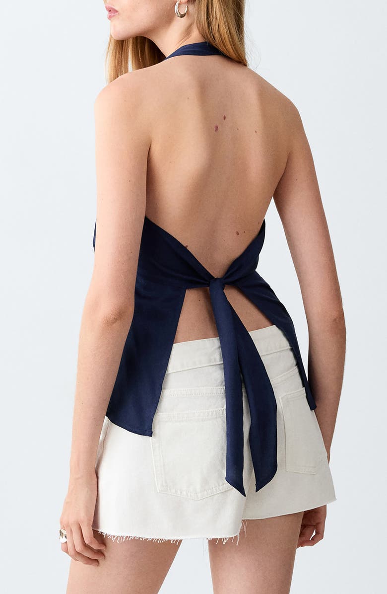 MANGO TEEN Open Back Halter Top, Alternate, color, Dark Navy