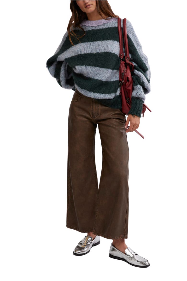 Paris Stripe Oversize Alpaca & Wool Blend Sweater, Alternate, color, FOREST CLOUD COMBO