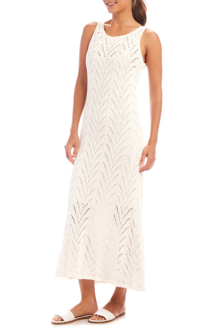 Flowy Openwork Midi Dress, Alternate, color, OFF WHITE