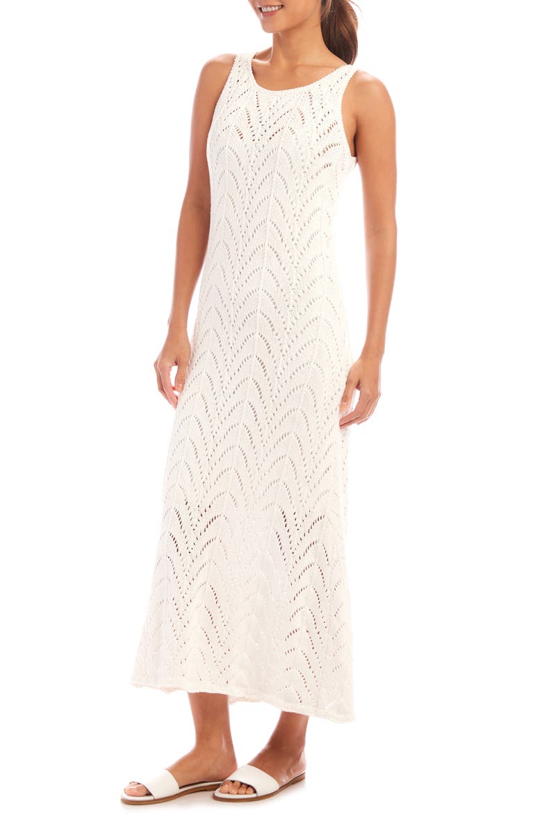 Karen Kane Flowy Openwork Midi Dress, Alternate, color, Off White