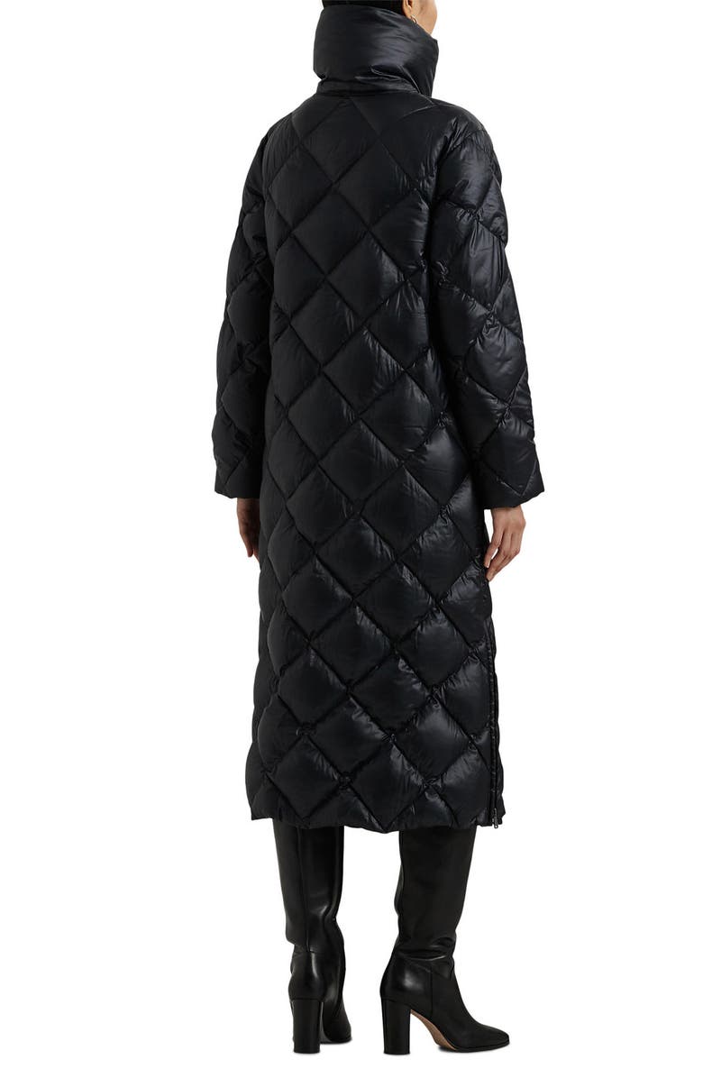 Lauren Ralph Lauren Soft Quilted Down Snap Front Coat, Alternate, color, Black