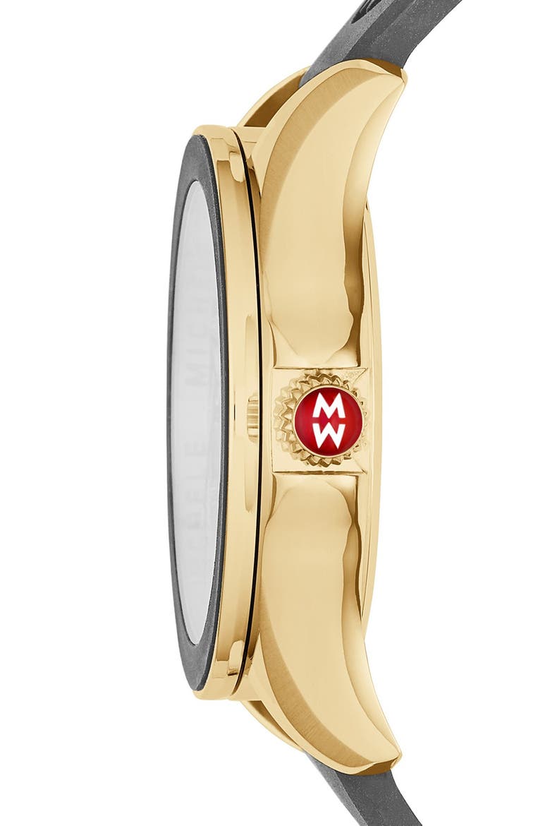 Cape Topaz Dial Watch Head & Silicone Strap, 40mm, Alternate, color, GREY/ GOLD